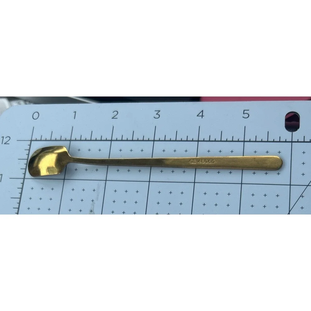 Gold Colored Kitchen Bar Tea Stirring Spoon. Stainless Steel With A Square Head